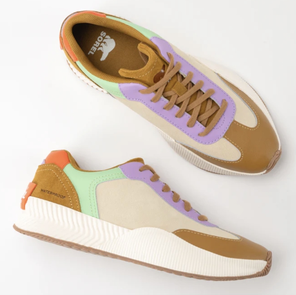 Sorel Women's Multi-Color Retro Runner Sneakers - Tan, Lavender & Mint
